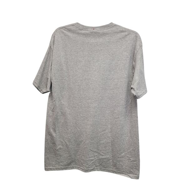 New Hand Printed Womens Large Merry Christmas Floral Scrollwork Short Sleeve Tee - Picture 3 of 4